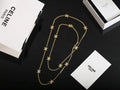 long Celine Triomphe Gold Necklace - Celine Triomphe Gold Long