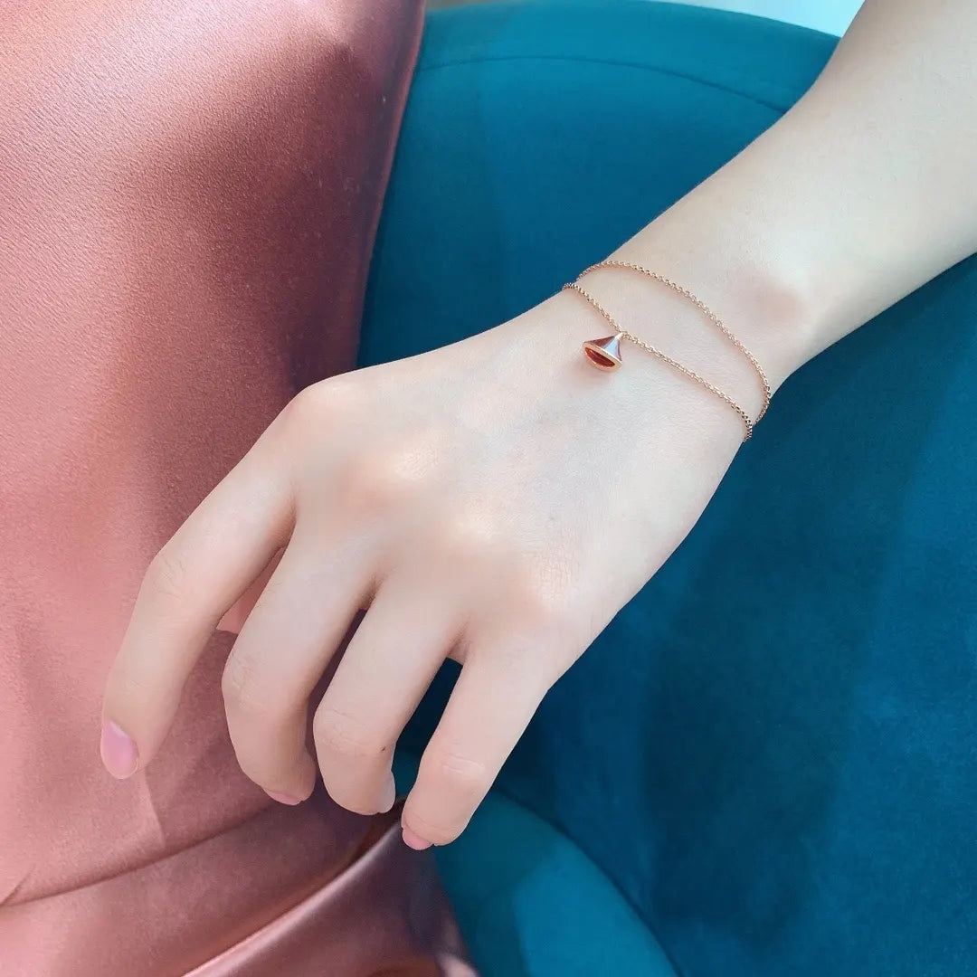 Bvlgari Rose Gold Carnelian Pendant Bracelet - Delicate
