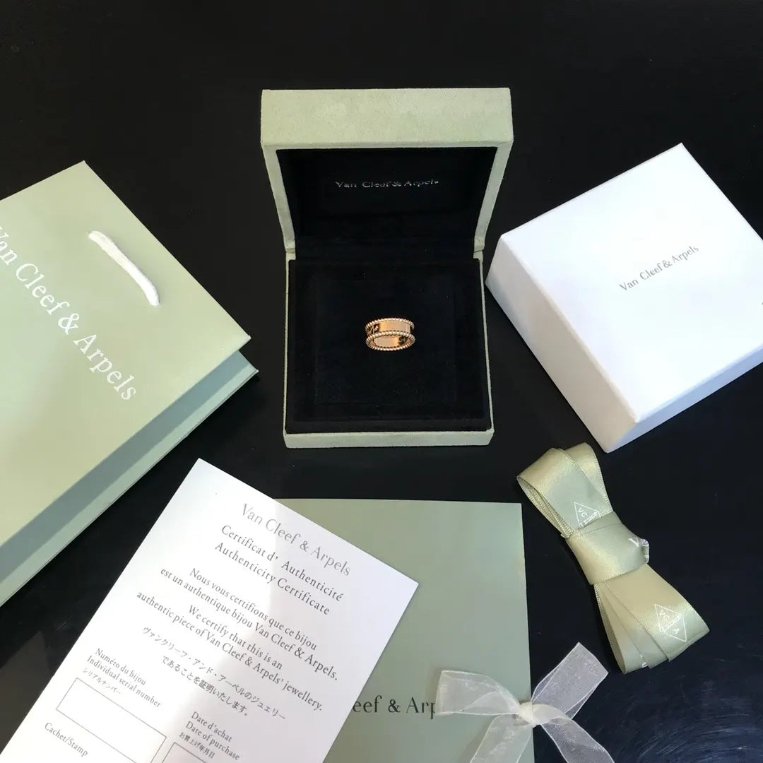 elegant design Van Cleef Rose Gold Perlée Ring - Van Cleef Rose Gold
