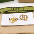Gucci Gold Crystal GG Stud Earrings designer sparkle - Gucci Gold