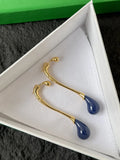 Bottega Veneta Gold Navy Drop Earrings - Designer Chic
