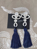 silver Saint Laurent Tassel Earrings - Saint Laurent Silver & Navy