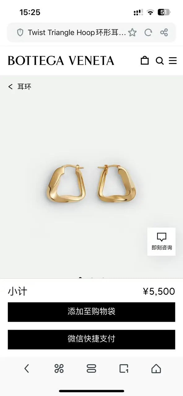 Bottega Veneta Gold Earrings sculptural - Bottega Veneta Gold