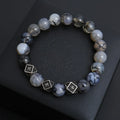 Premium Dragon Vein Agate & Silver Bracelet