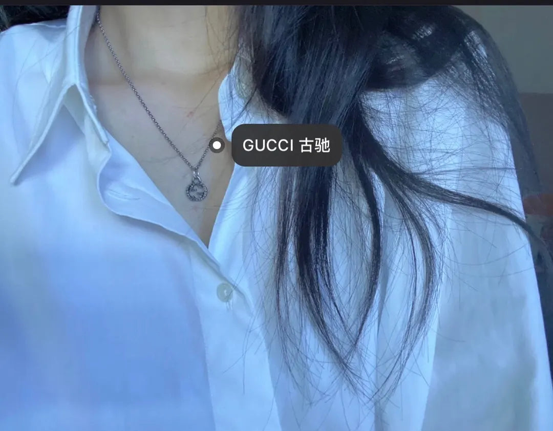Gucci Silver Circle Pendant Necklace - Vintage Charm