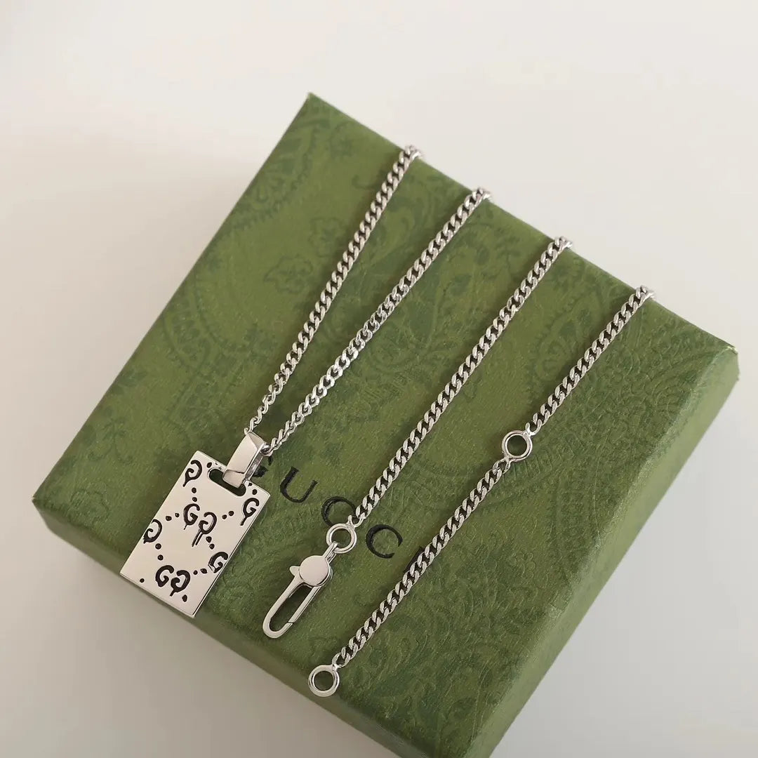 necklace modern Gucci Silver Ghost Dog Tag - Gucci Silver Ghost Dog