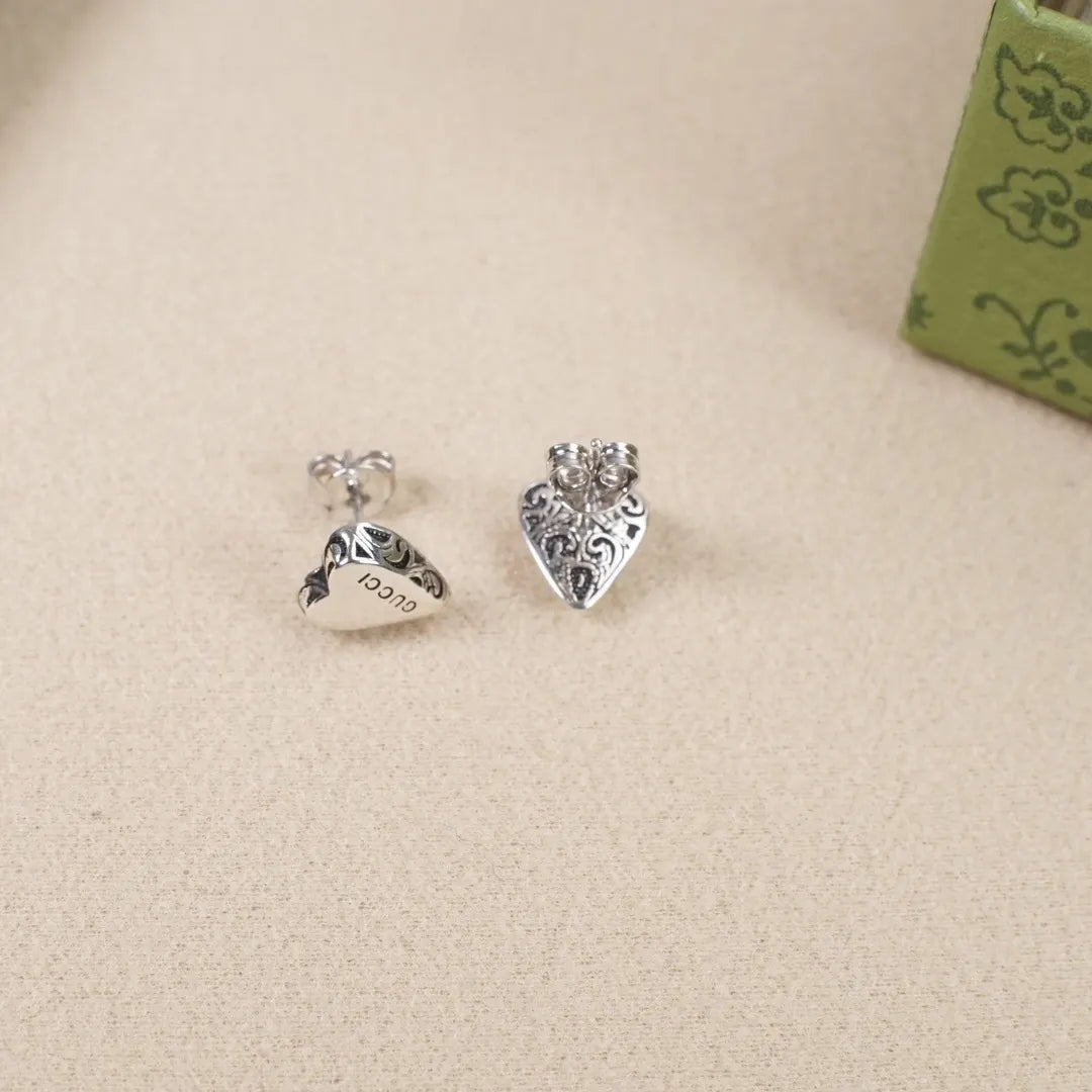 designer accessory Gucci Silver Heart Stud Earrings - Gucci Silver