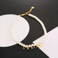 elegant Celine Pearl Necklace Gold Lettering - Celine Pearl Necklace
