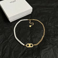 Celine Pearl Gold Necklace chain - Celine Pearl & Gold Chain Necklace