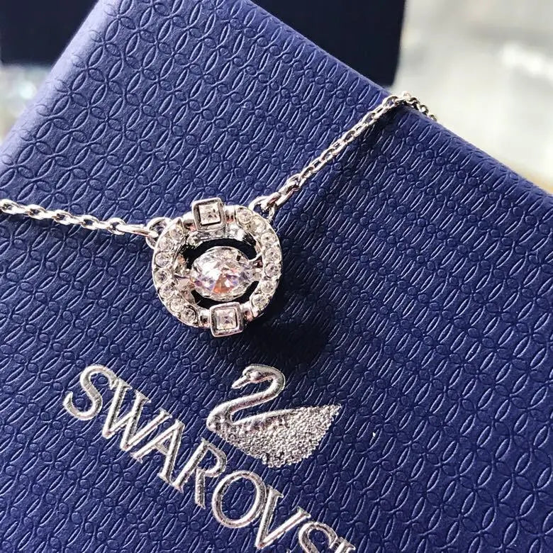 Swarovski Silver Circle Crystal Pendant - Timeless Elegance
