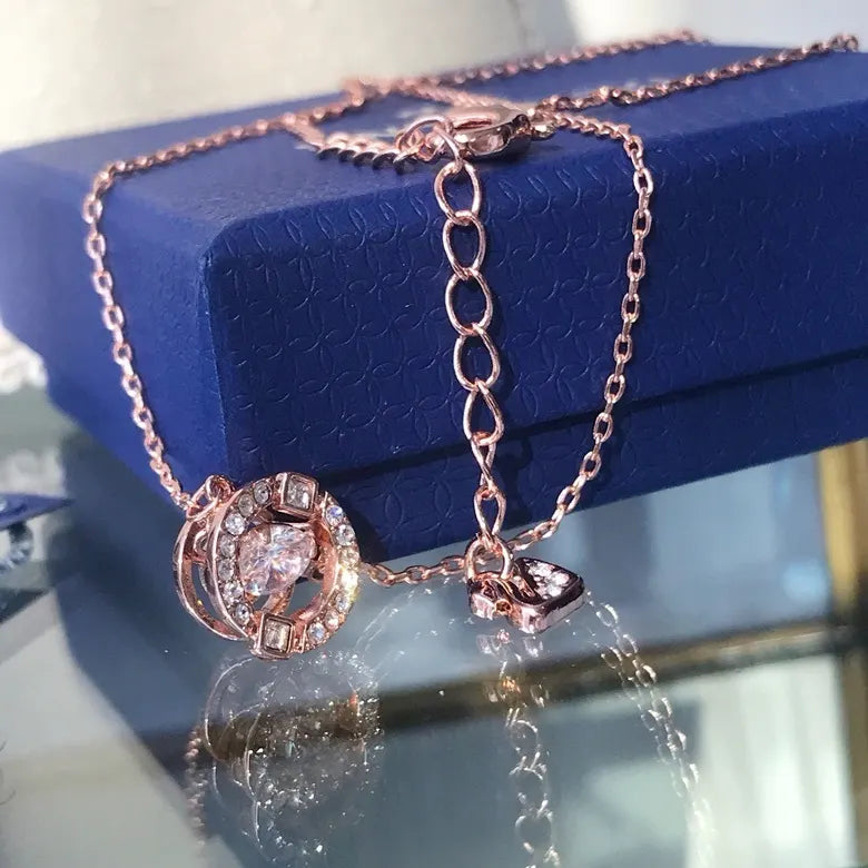 Swarovski Rose Gold Necklace - Swarovski Rose Gold Sparkling Dance