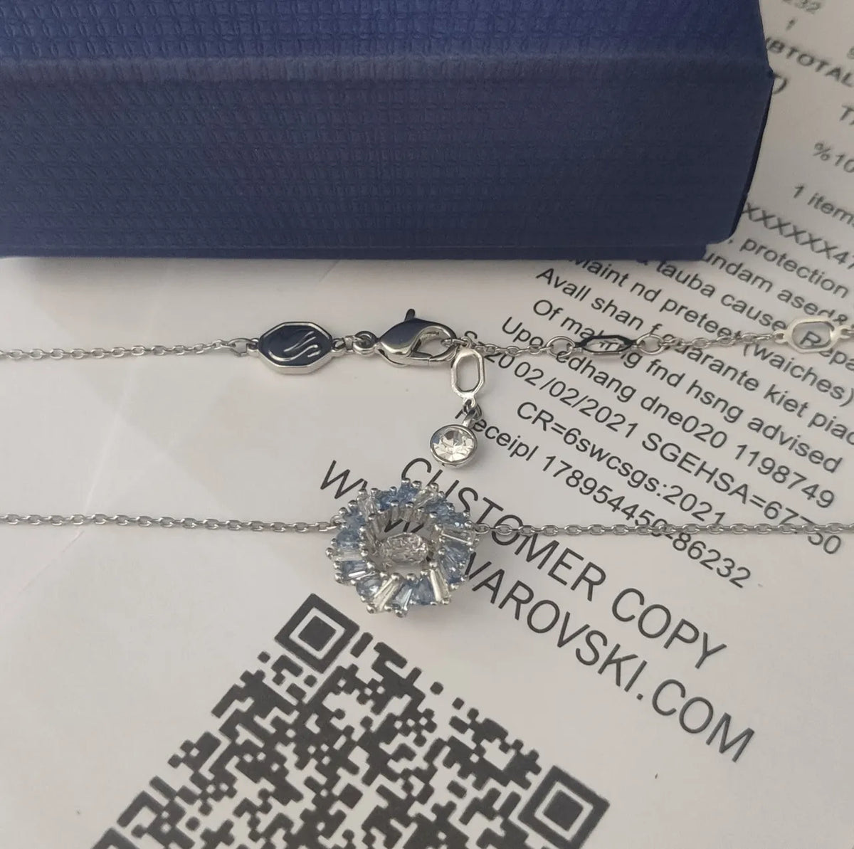 Swarovski Blue Crystal Bloom Necklace - Swarovski Silver Blue Crystal