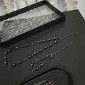 LV Black Beaded Charm Necklace - Designer Statement Piece