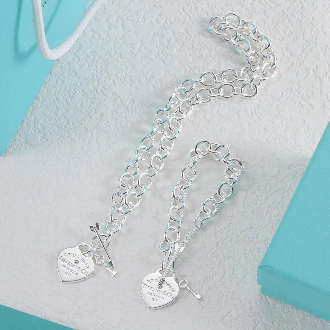 Tiffany Silver Heart Tag Toggle Necklace - Classic Charm