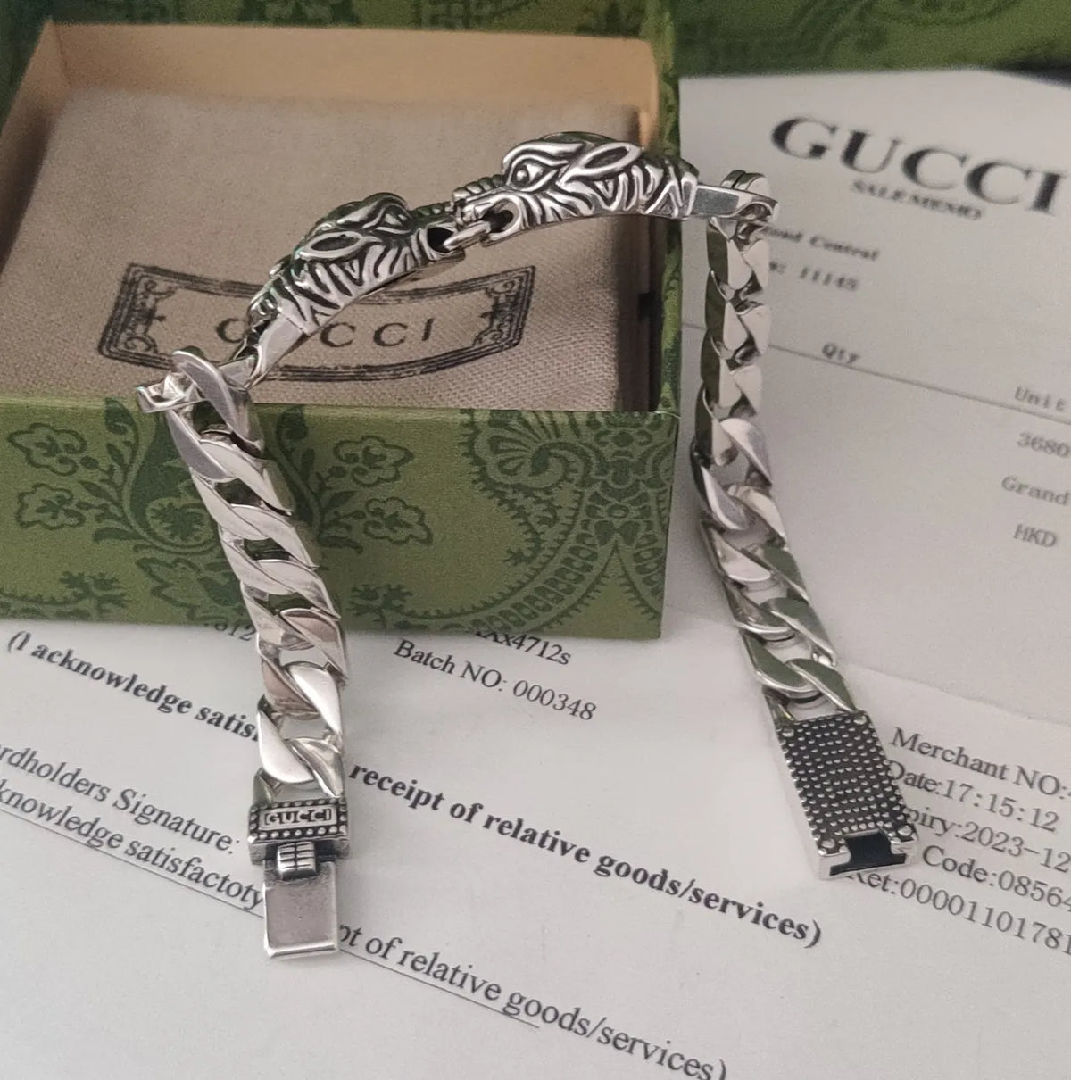 Gucci Silver Dragon Head Chain Bracelet - Premium Quality