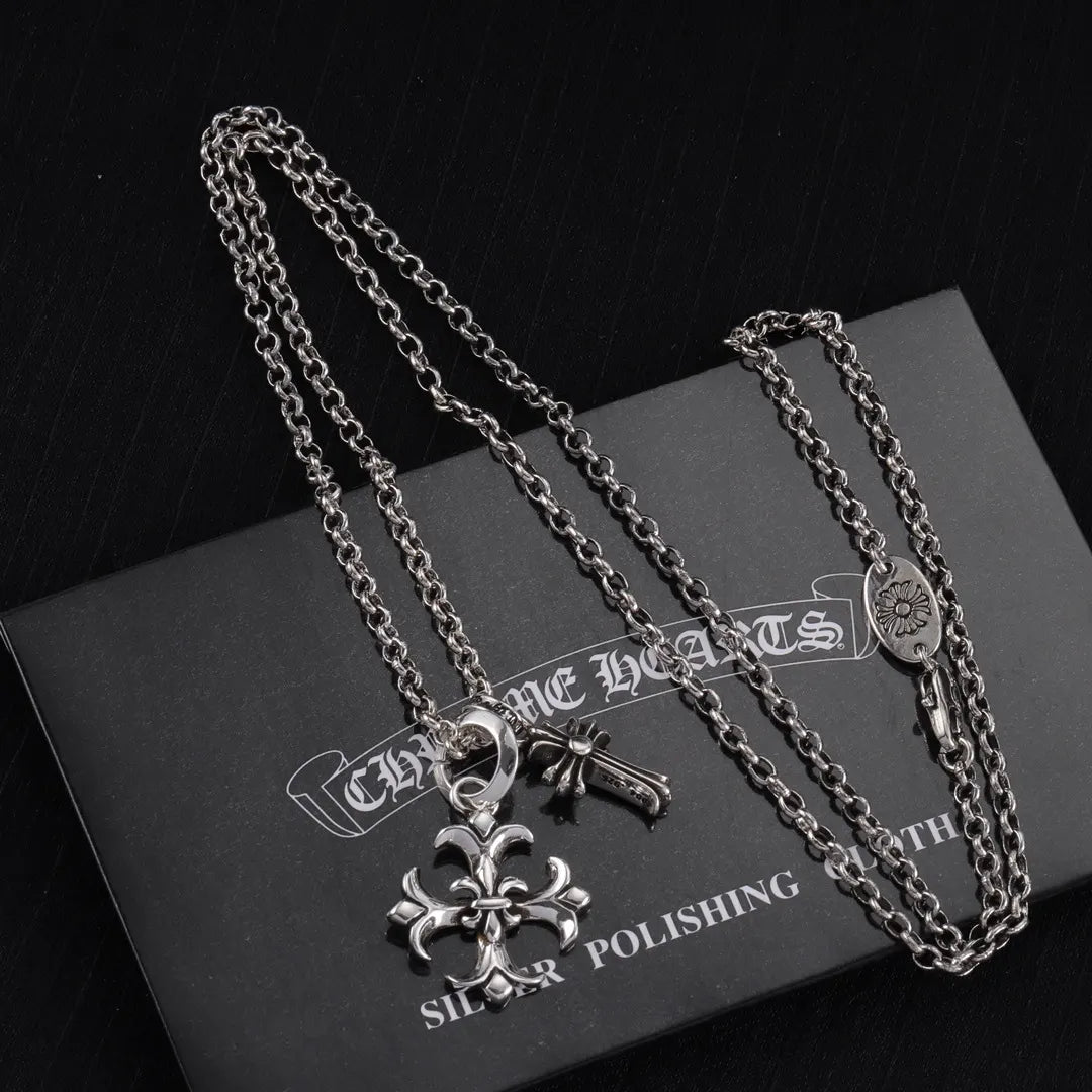 Chrome Hearts Fleur Cross Necklace - Chrome Hearts Sterling Silver
