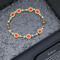 Vintage Gold Red Gem Necklace - Vintage Gold Red Gem & Pearl Necklace
