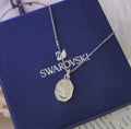 Swarovski Silver Swan Octagon Necklace - Crystal Pave