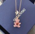 Swarovski Pink Teddy Bear Necklace - Rose Gold Plated