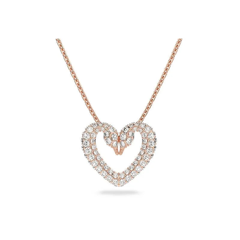 crystal Swarovski Rose Gold Heart Necklace - Swarovski Rose Gold