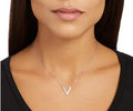 Swarovski Silver V Pendant Necklace - Minimalist Sparkle