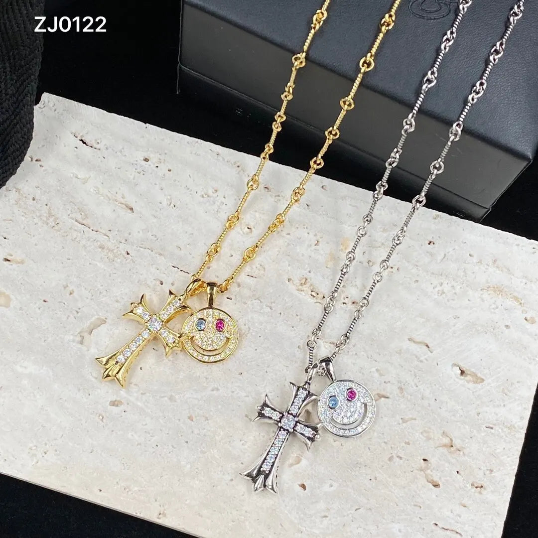 Chrome Hearts Cross Smiley Necklace - Chrome Hearts Gold & Silver