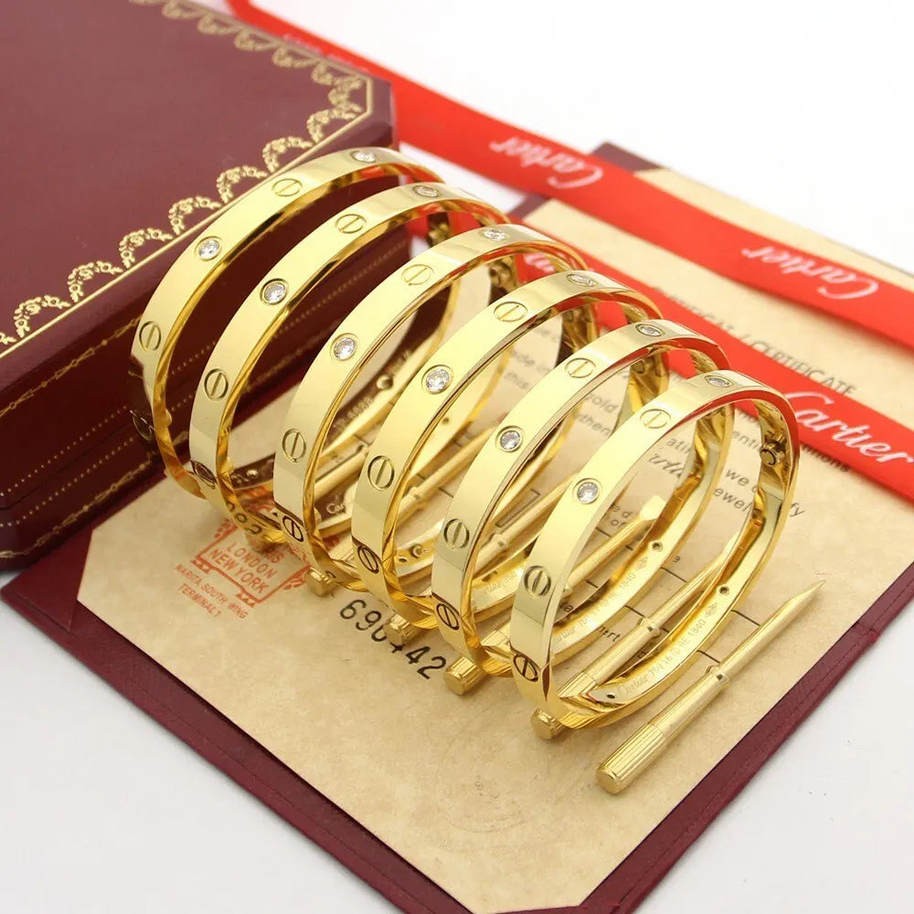 Premium Love Bracelet - Gold Plated with Cubic Zirconia