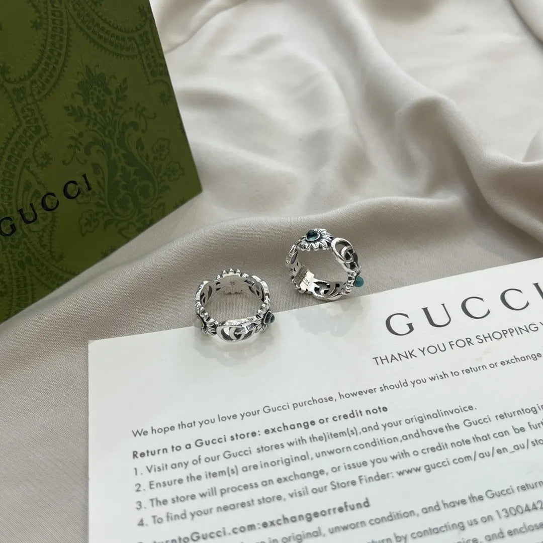 turquoise Gucci Silver Daisy Ring - Gucci Silver Daisy Ring