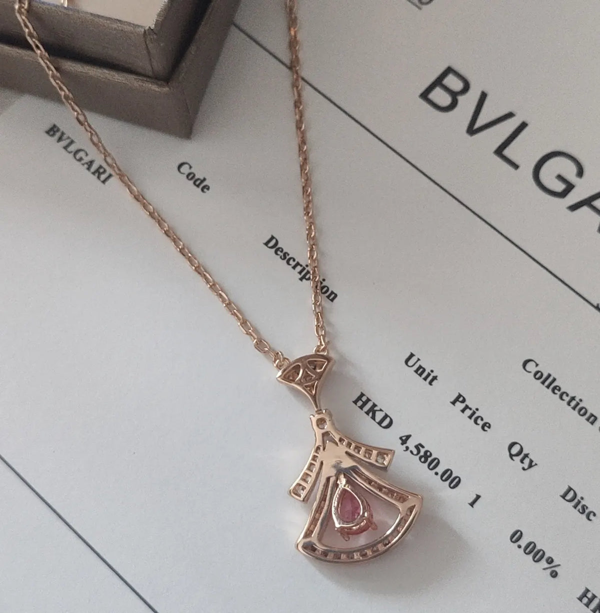 Bvlgari Rose Gold Diva Necklace - Pink Sapphire Accent