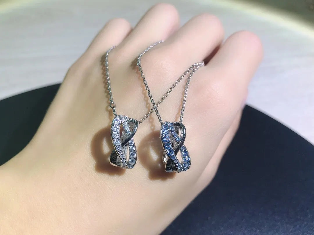 Swarovski Infinity Knot Necklace - Sterling Silver & Crystals