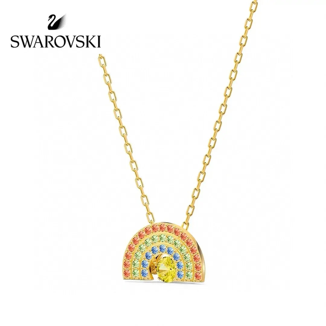 Swarovski Gold Rainbow Crystal Pendant - Whimsical Charm