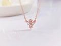 Rose Gold Angel Wing Necklace - Cubic Zirconia Accent
