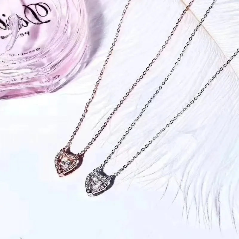 Heart Pendant Rose Gold Silver - Delicate Heart Pendant Necklace