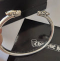Chrome Hearts Sterling Silver Dog Head Bangle Bracelet