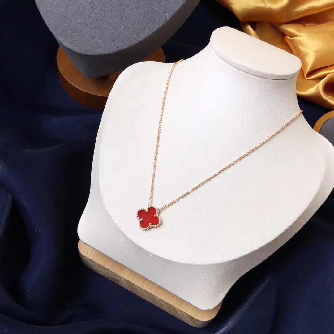 Van Cleef Red Alhambra Necklace - Rose Gold