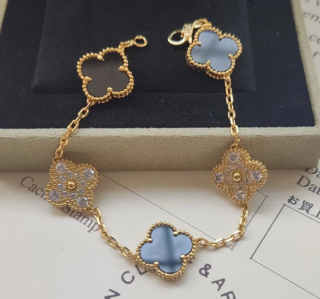 Premium Clover Bracelet - Gold & Onyx