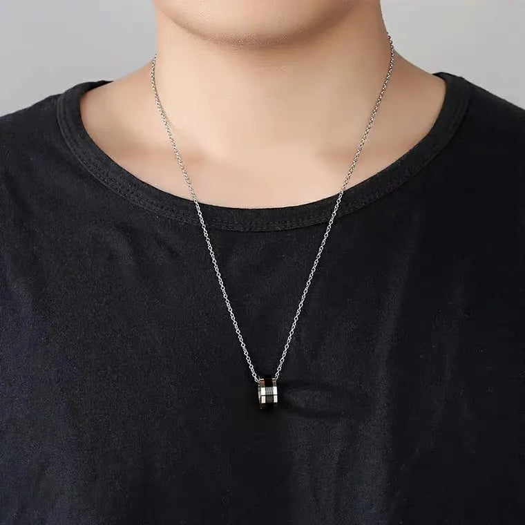 Stainless Steel Ring Pendant Necklace - Minimalist Style