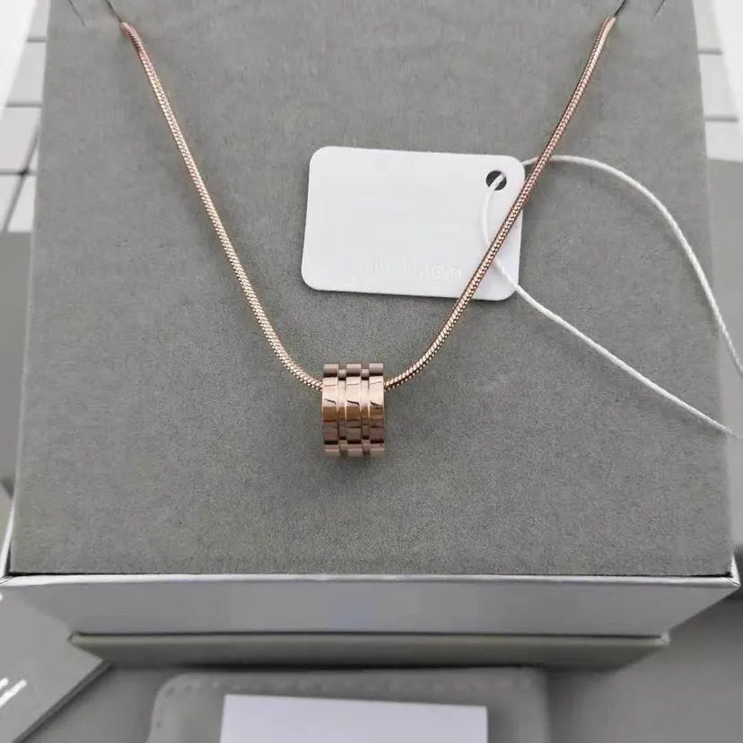 Calvin Klein Rose Gold Barrel Pendant Necklace