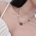 Hermès Silver Black Pendant Necklace - Hermès Silver Chain Black