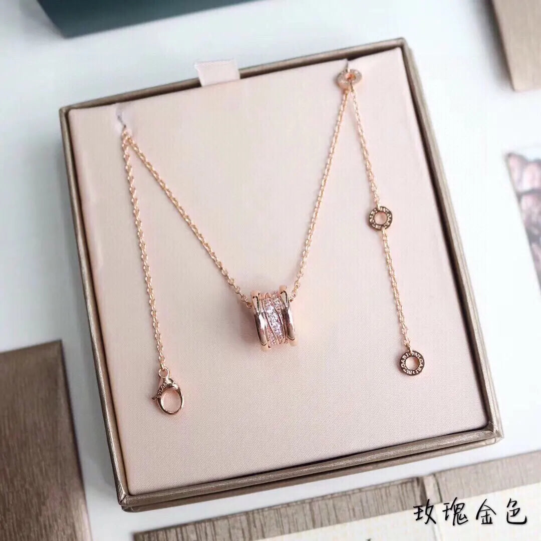 Bvlgari Rose Gold B.zero1 Necklace - Diamond Accents