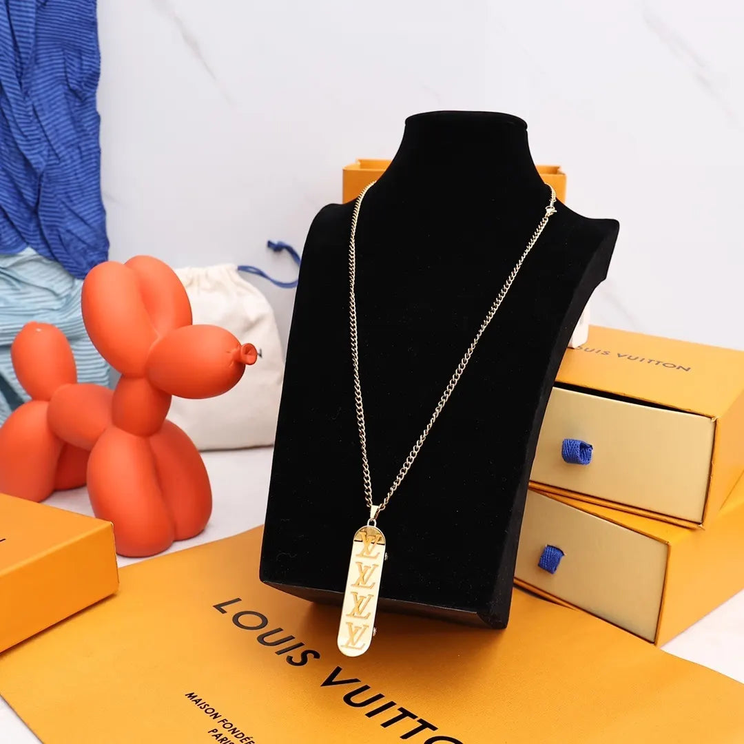 Louis Vuitton Skateboard Pendant Necklace - Gold & White