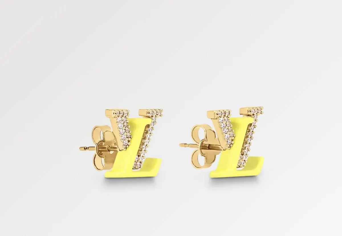 Louis Vuitton Yellow Gold LV Stud Earrings - Designer Chic