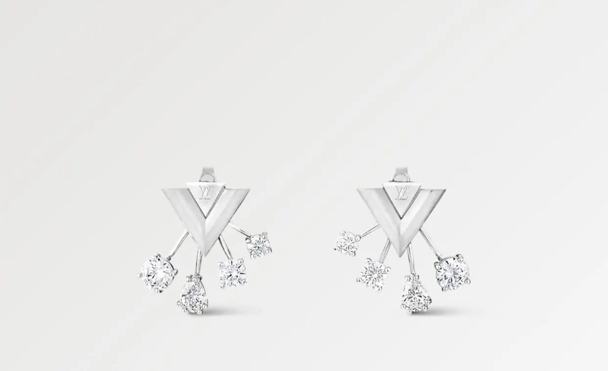designer Louis Vuitton Silver Diamond Earrings - Louis Vuitton Silver
