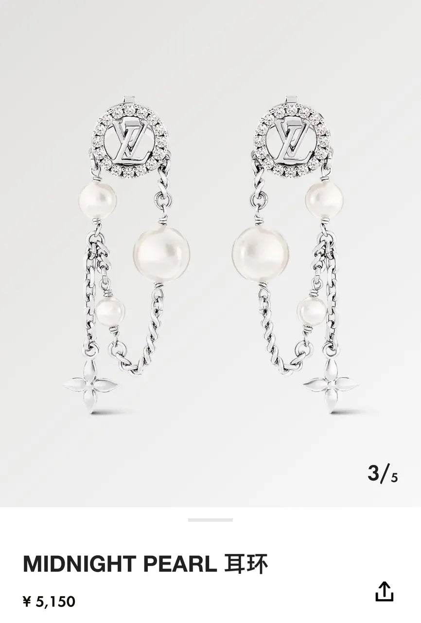 Louis Vuitton Silver Midnight Pearl Earrings - Designer Drops