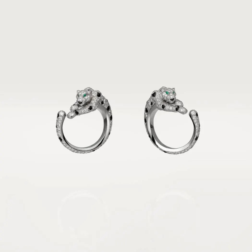 Cartier Panthère Diamond Earrings - White Gold, Emerald Eyes