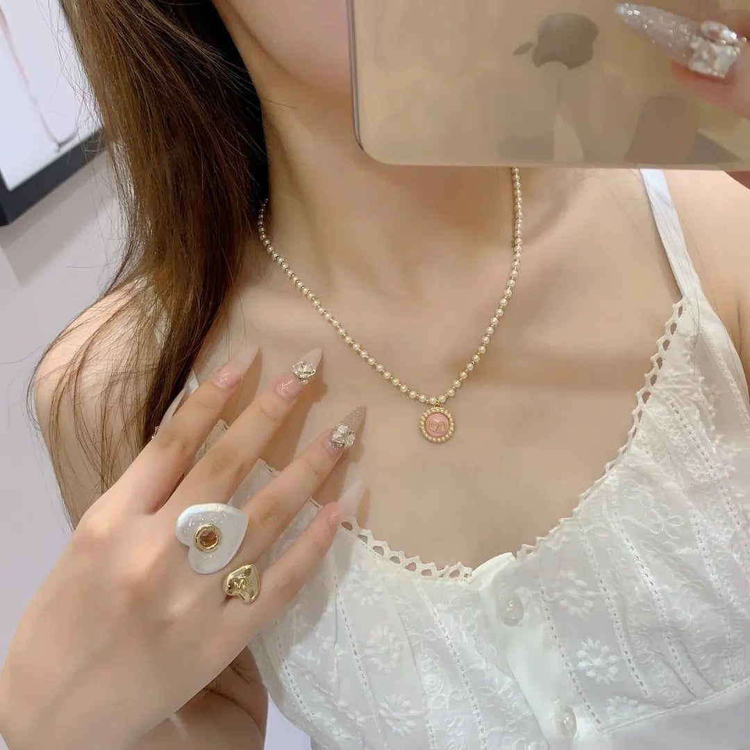 Chanel Heart Pearl Ring - White & Gold Statement