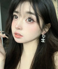 cc Chanel Silver Crystal Earrings - Chanel Silver Crystal CC Drop