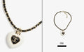 Chanel White Heart Black Leather Necklace - Designer Chic