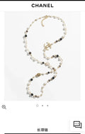 black Chanel Gold Pearl Necklace - Chanel Gold Pearl & Black Bead