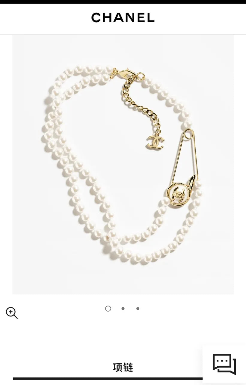 Chanel Safety Pin Pearl Necklace - Chanel Gold Safety Pin Pearl
